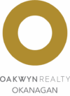 A black and gold logo for oakwyn realty.